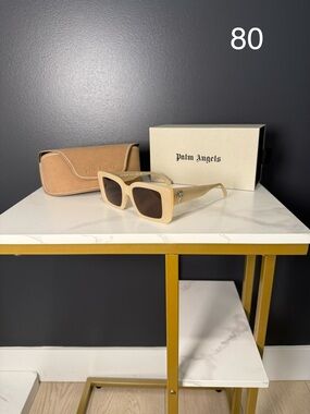 Palm Angels Beige Square Sunglasses with Brown Lenses
